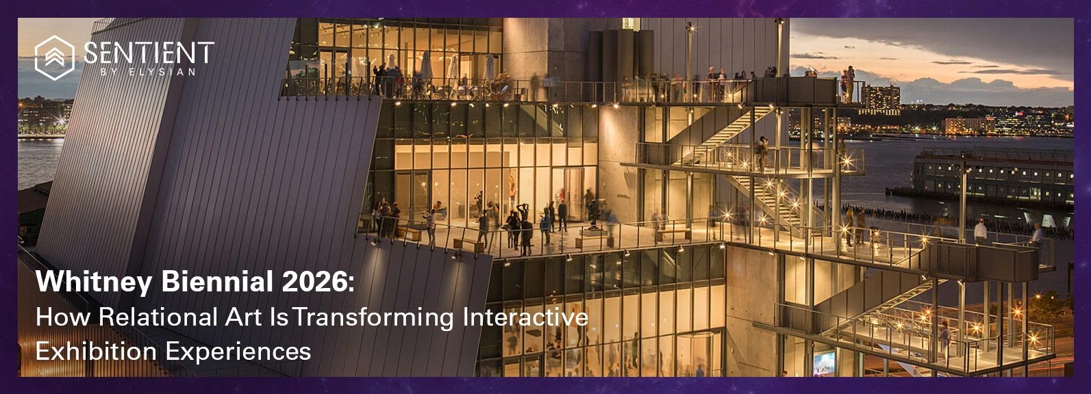 Crowd exploring contemporary installations at the Whitney Biennial in New York, reflecting immersive American art.