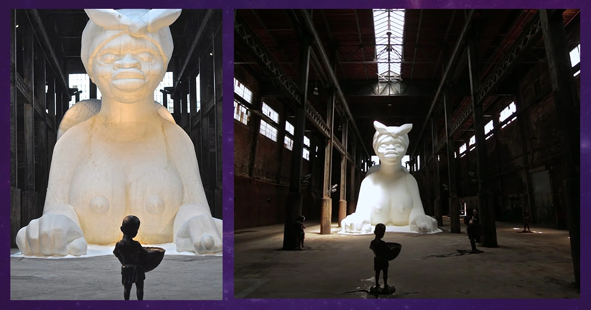 Kara Walker’s sugar sphinx sculpture confronting slavery, race, and history through monumental and provocative form.